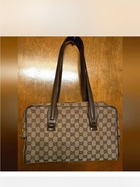 Gucci Beige and Brown GG Monogram Shoulder Bag